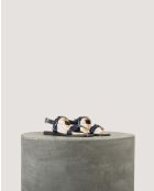 Sandalias planas Rhea de suave charol azul marino