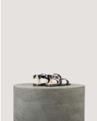 Sandalias planas Rhea de suave charol azul marino