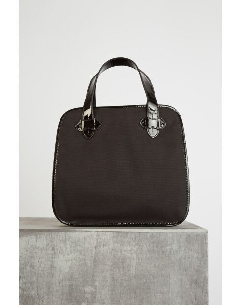 ZELIG kleine draagtas in nylon en zwart leer -34x33x16,5cm