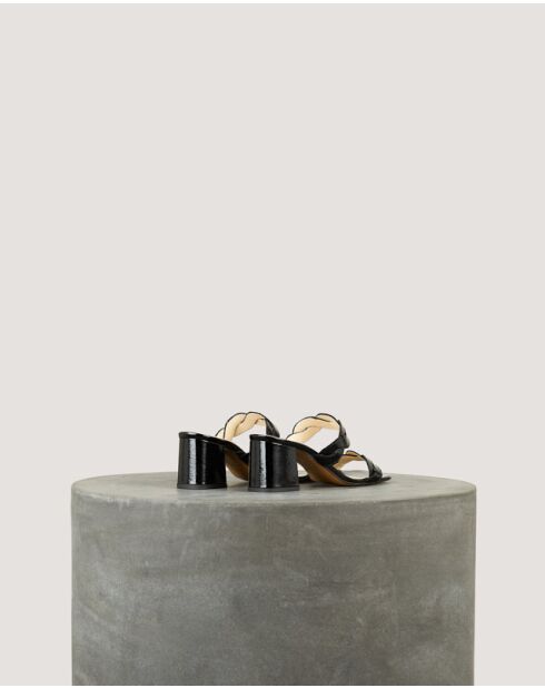 Rhea zwarte muiltje van zacht lakleer