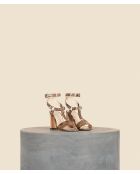 Sandali alti marroni in pelle martellata