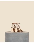 Sandali alti marroni in pelle martellata