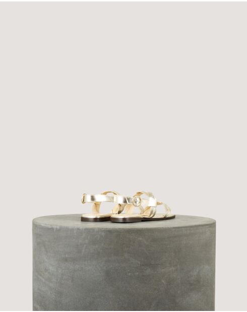 Platte sandalen van metaalkleurig leer Rhea