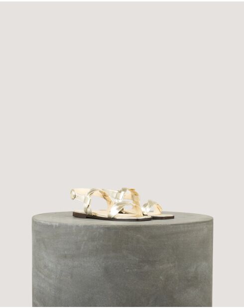 Platte sandalen van metaalkleurig leer Rhea