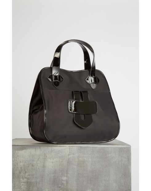 Grote ZELIG draagtas in nylon en zwart leer - 34x33x16,5cm