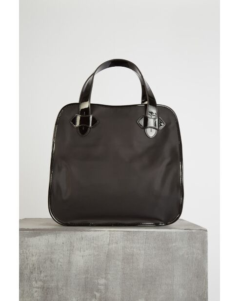 Grote ZELIG draagtas in nylon en zwart leer - 34x33x16,5cm