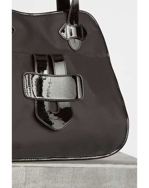 Grote ZELIG draagtas in nylon en zwart leer - 34x33x16,5cm