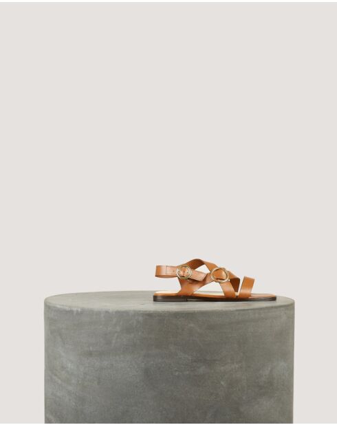 Platte sandalen IO van natuurlijk leer