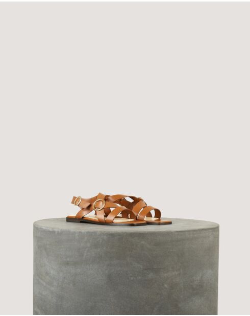 Platte sandalen IO van natuurlijk leer