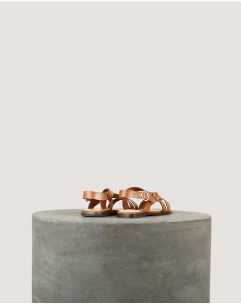 Platte sandalen IO van natuurlijk leer