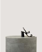 Schwarze Sandalen Rhea aus weichem Lackleder - 8 cm Absatz