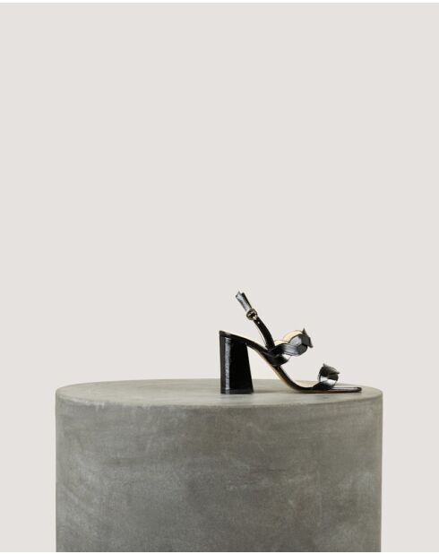 Rhea zwarte sandalen van zacht lakleer - hak van 8 cm