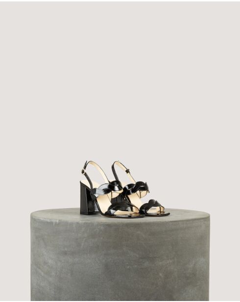 Rhea zwarte sandalen van zacht lakleer - hak van 8 cm