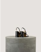 Schwarze Sandalen Rhea aus weichem Lackleder - 8 cm Absatz