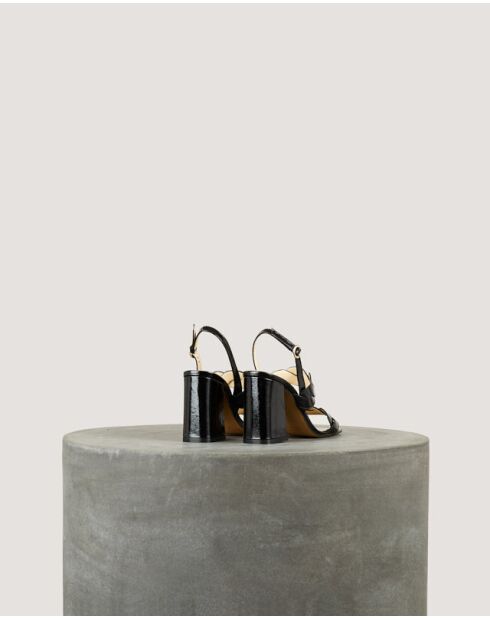 Rhea zwarte sandalen van zacht lakleer - hak van 8 cm