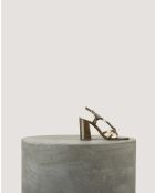 Sandales Noeud en cuir crispé Thé - Talon 8 cm