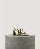 Sandales Noeud en cuir crispé Thé - Talon 8 cm