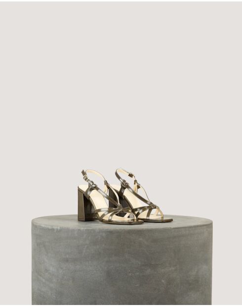 Sandales Noeud en cuir crispé Thé - Talon 8 cm