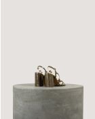 Sandales Noeud en cuir crispé Thé - Talon 8 cm