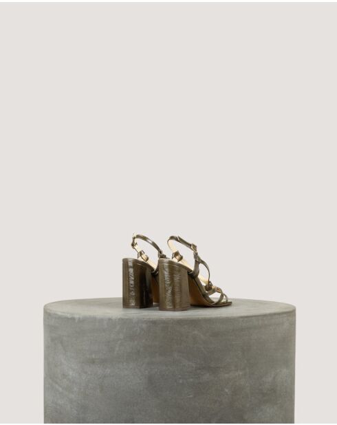 Sandales Noeud en cuir crispé Thé - Talon 8 cm