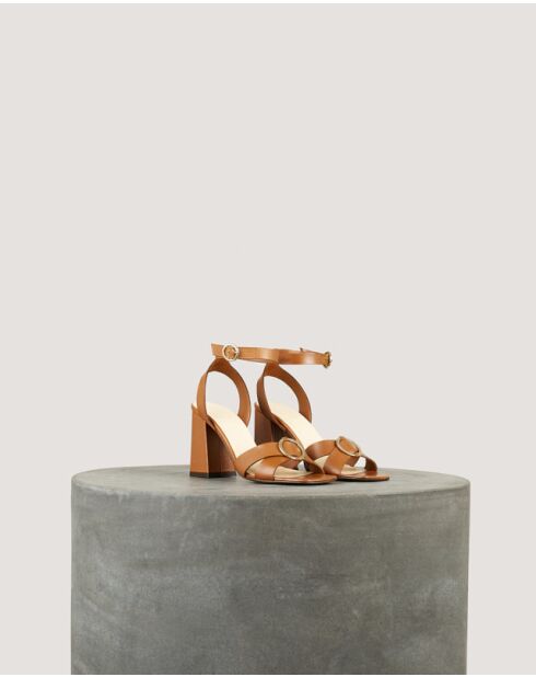 Sandalen van natuurlijk leer IO - hak van 8 cm