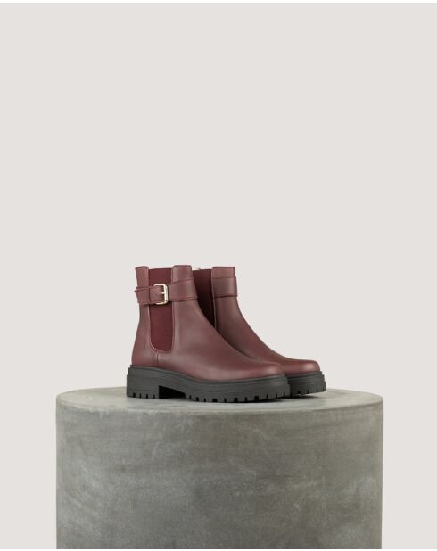 Bottines Mila en cuir Prune
