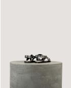 Platte sandalen IO in zwart natuurlijk leer