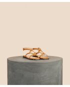 Doréigami platte sandalen van hazelnootsuède