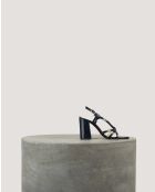 Nuit Sandalen mit Schleifenmuster aus Leder - 8 cm Absatz