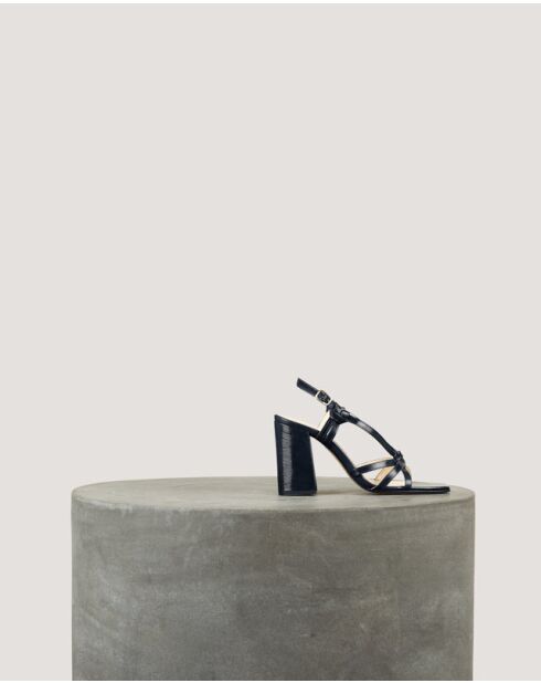 Nuit Sandalen mit Schleifenmuster aus Leder - 8 cm Absatz