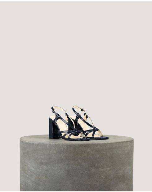 Nuit Sandalen mit Schleifenmuster aus Leder - 8 cm Absatz