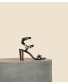 Sandalias altas de piel flamenca negras plateadas