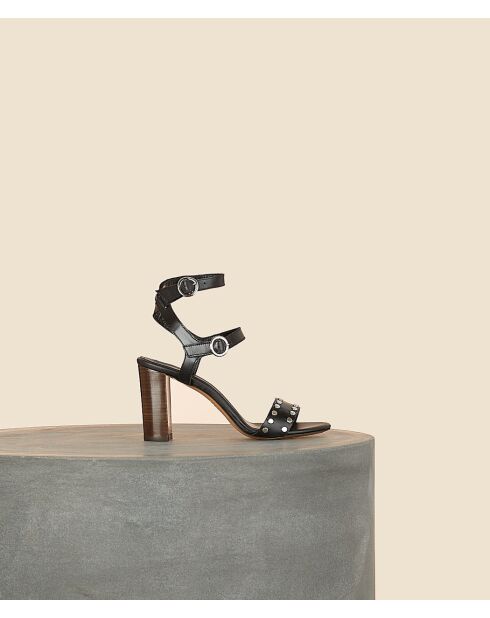 Sandalias altas de piel flamenca negras plateadas