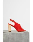 Offene Sandalen Arona mit rotem Holzabsatz