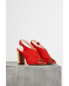 Offene Sandalen Arona mit rotem Holzabsatz