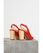 Offene Sandalen Arona mit rotem Holzabsatz