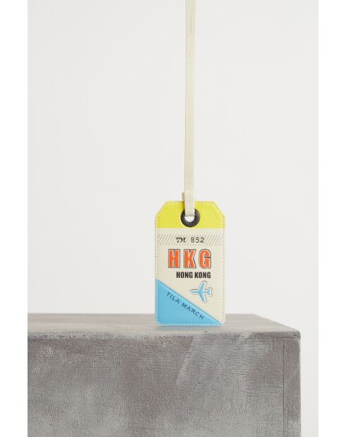 Porte-étiquette Hong kong en cuir multicolore - 10x6cm