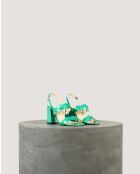 Sandali Rhea in morbida pelle verniciata turf - tacco 8 cm