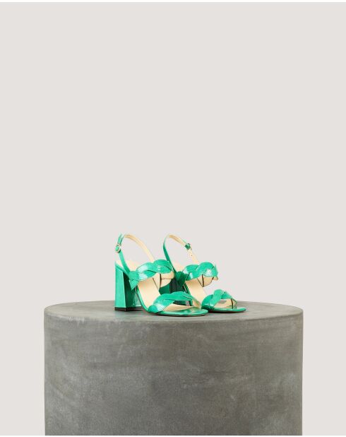 Rhea sandalen van zacht lakleer van turfleer - hak van 8 cm