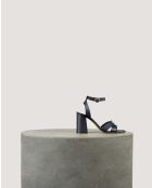 Sandales IO en cuir naturel marine - Talon 8 cm