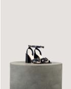 Sandales IO en cuir naturel marine - Talon 8 cm