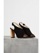 Arona open sandalen met zwarte houten hak