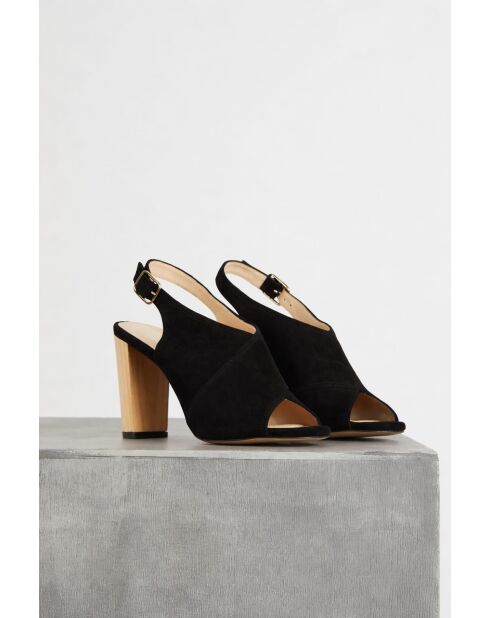 Arona open sandalen met zwarte houten hak