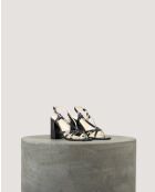 Sandales Noeud en cuir crispé Noires - Talon 8 cm