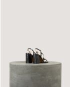 Sandales Noeud en cuir crispé Noires - Talon 8 cm