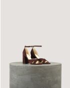 Sandales Gabrielle en daim Prune - Talon 8 cm