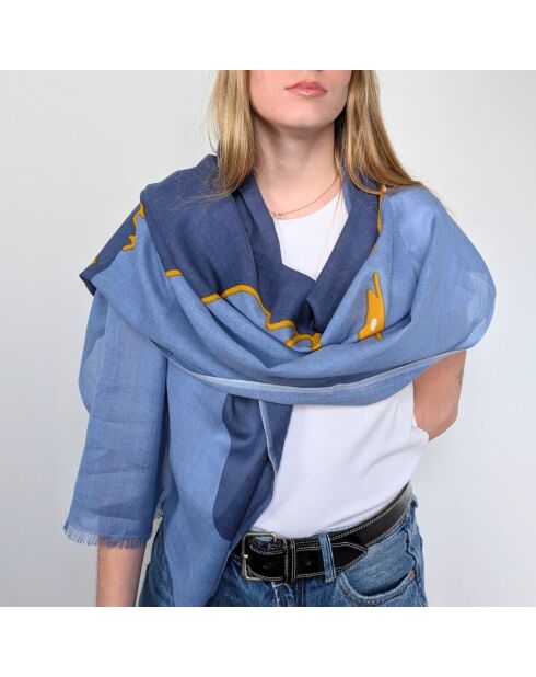 Echarpe en coton Cocteau Encre Jeans