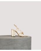 Gouden leren sandalen met strik - hak van 8 cm