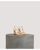 Gouden leren sandalen met strik - hak van 8 cm