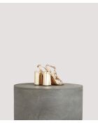 Gouden leren sandalen met strik - hak van 8 cm